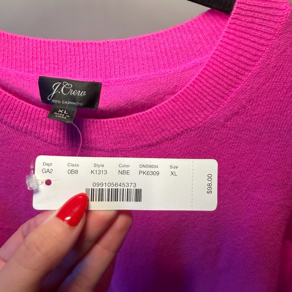J.Crew Fuchsia 100% Cashmere Sweater XL Vibrant Pink Crewneck - Picture 4 of 11